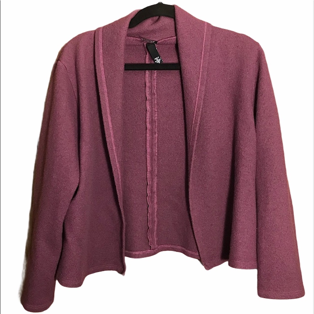 Eileen Fisher M purple Italian wool cardigan